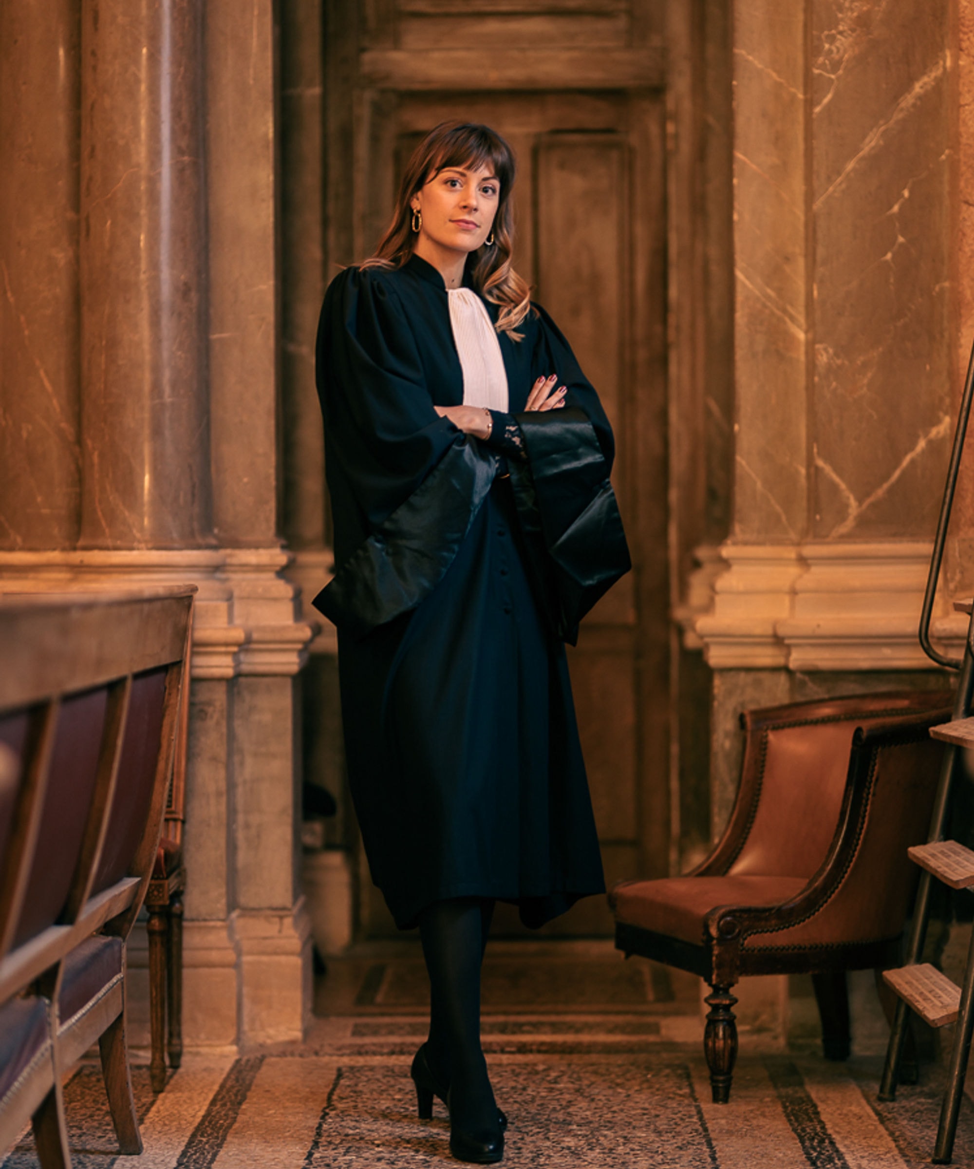 Maître Mélanie Laporte, avocat au Barreau de Montpellier, en robe